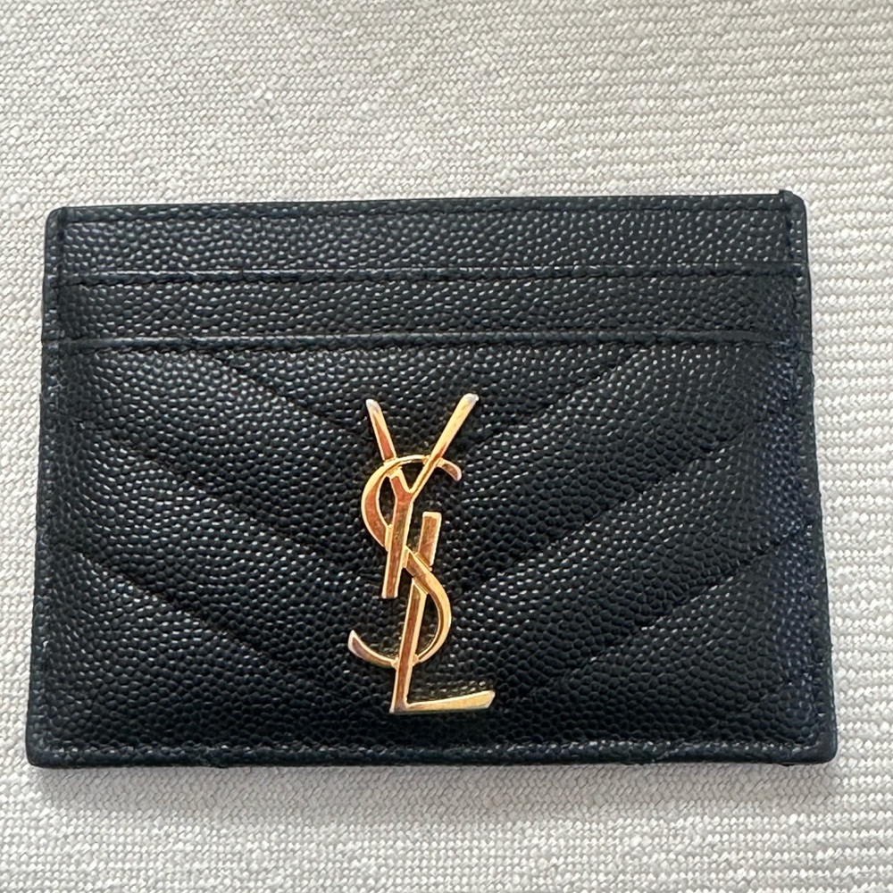 **Authentic**Saint Laurent Black Leather Card Holder